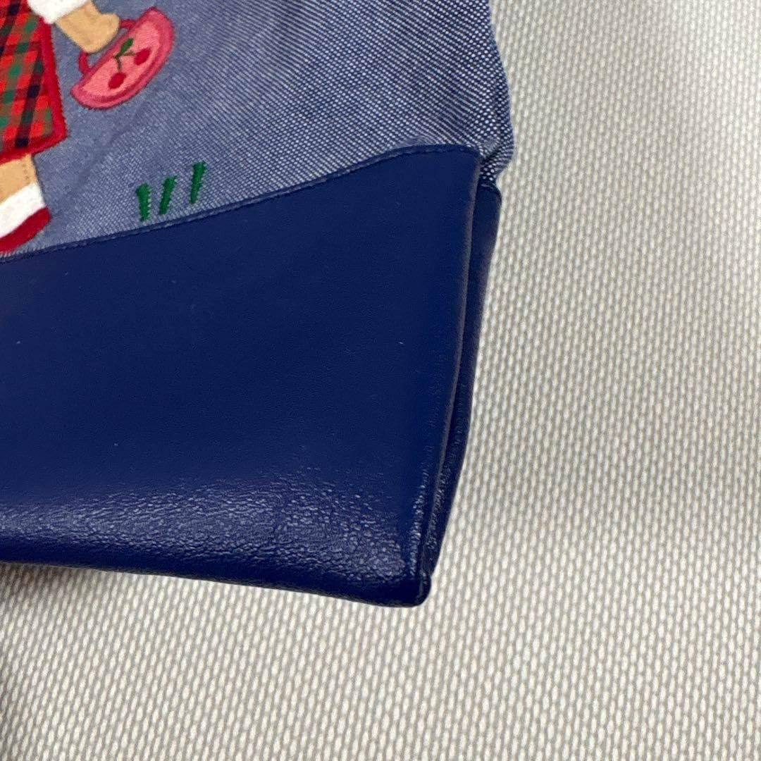 ファミリア　デニムバッグ　バイオリン　女の子とクマの刺繍ハンドバッグ familiar 女の子とクマの刺繍手提げ袋 ファミリア デニムバッグ